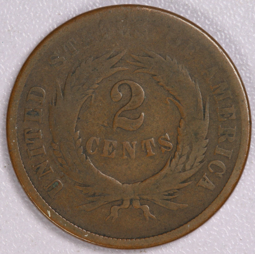 1864 Two Cent Piece 2C Large Motto-G/VG