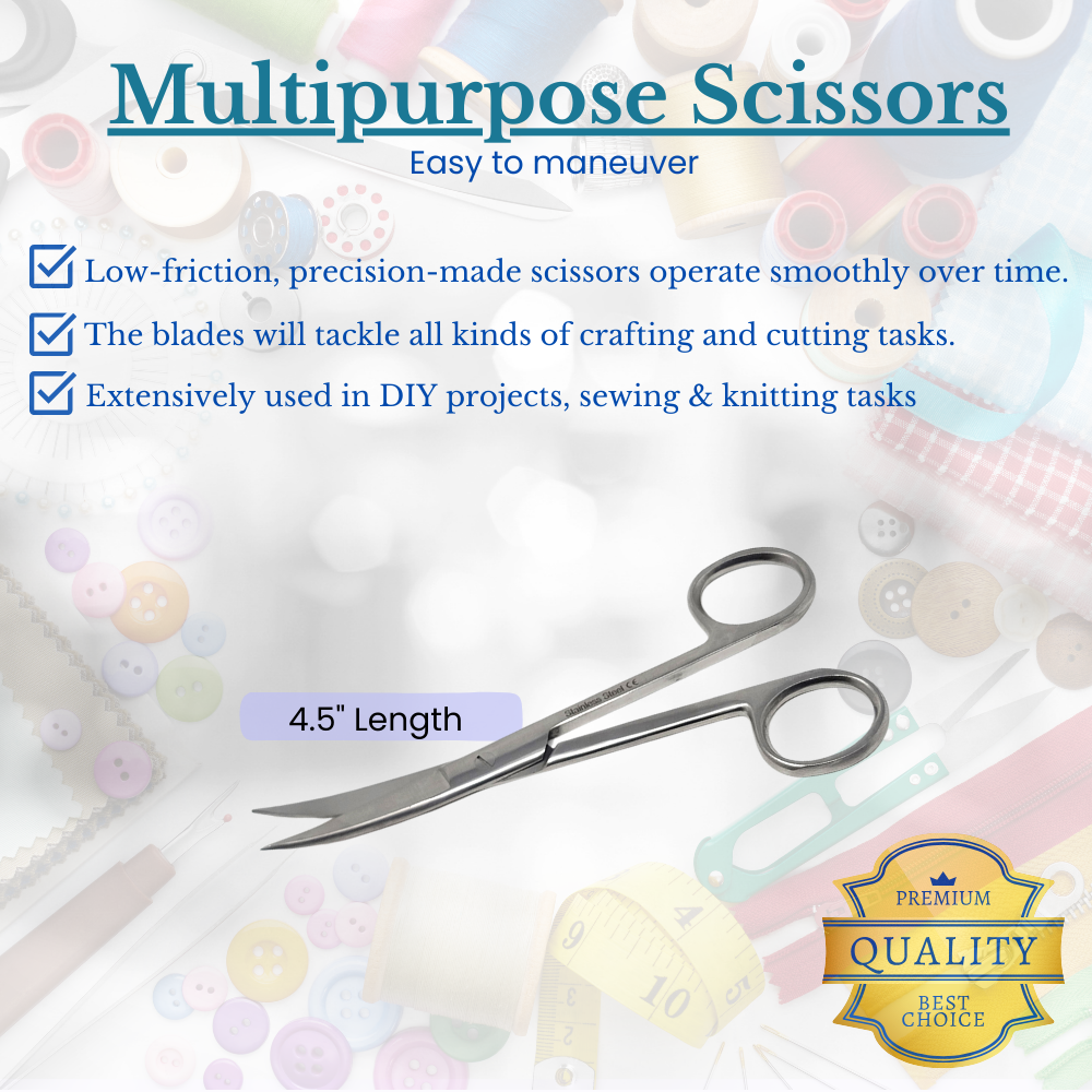 Embriodery & Craft Scissors 4.5" Curved Tips Sharp/Sharp Stainless Steel