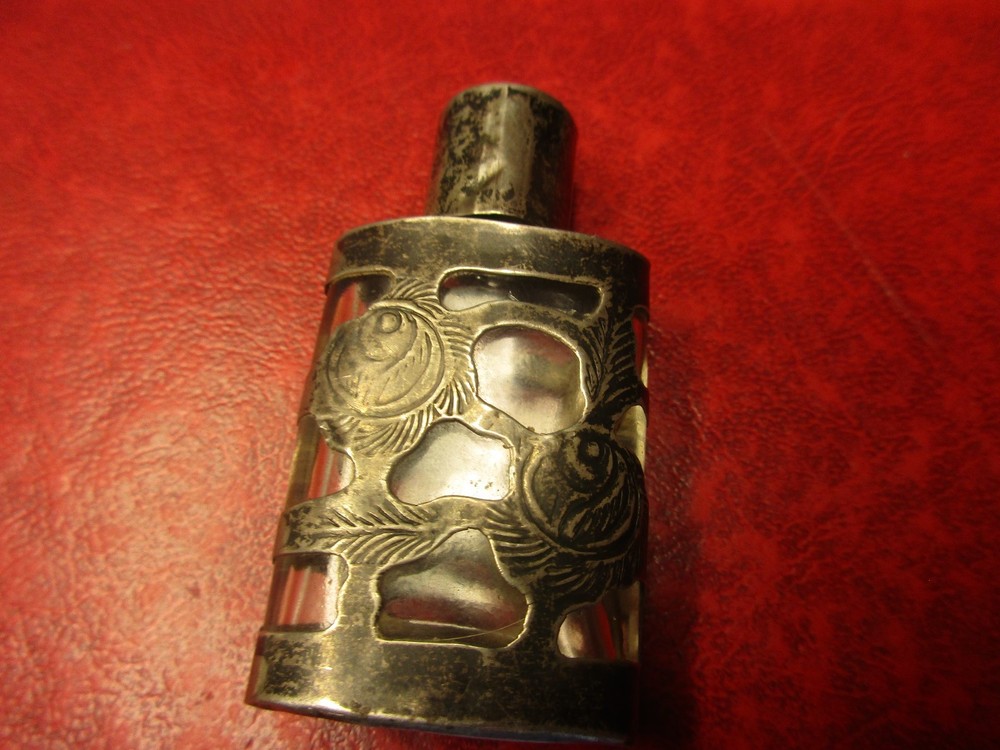 Antique Sterling Silver & Glass Perfume Bottle