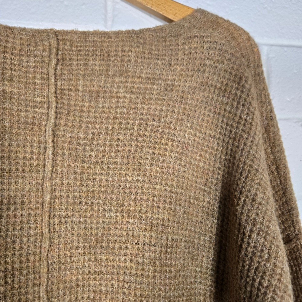Free People Oversized Waffle Texture Sweater Pullover Minimalist Cozy Winter XS