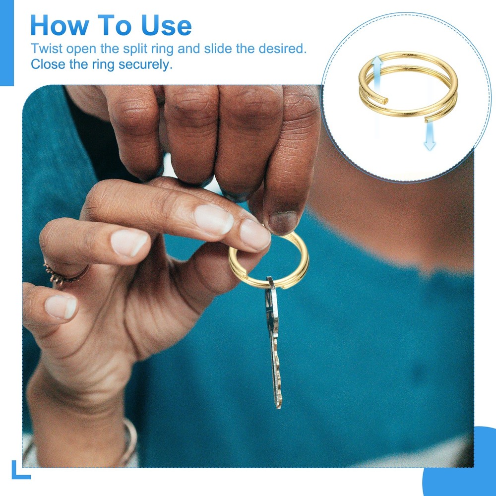 Round Split Ring, 100 Pcs 4 mm Small Split Ring with Double Loops, Gold