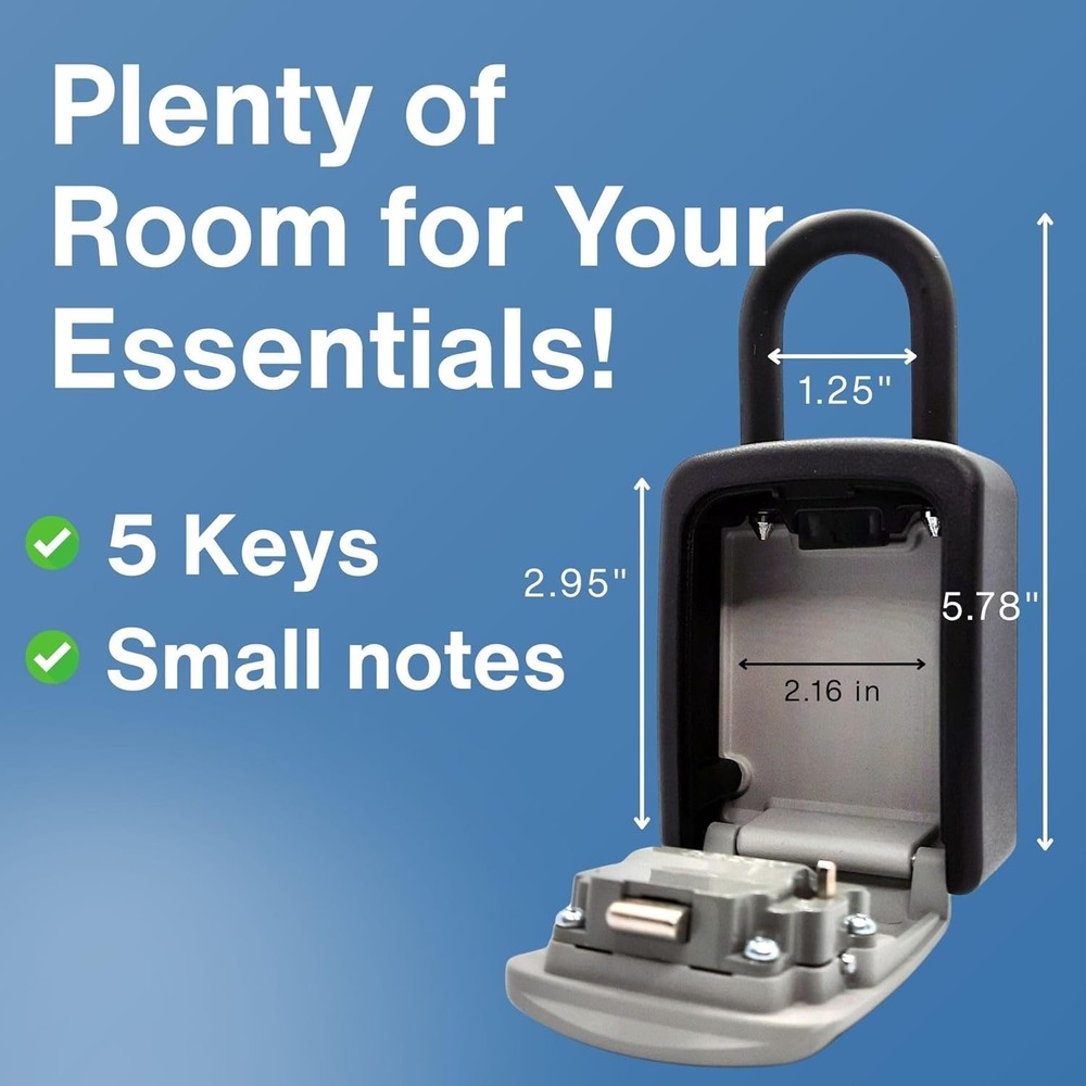 Portable Key Lock Box 4 Digit Combination Hanging Safe Weather Resistant