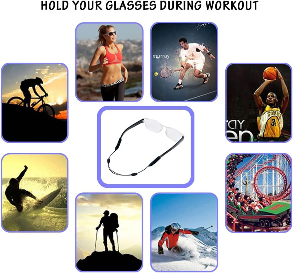 4 Pack Adjustable Glasses Strap, Durable and Waterproof Eyeglasses Retainer