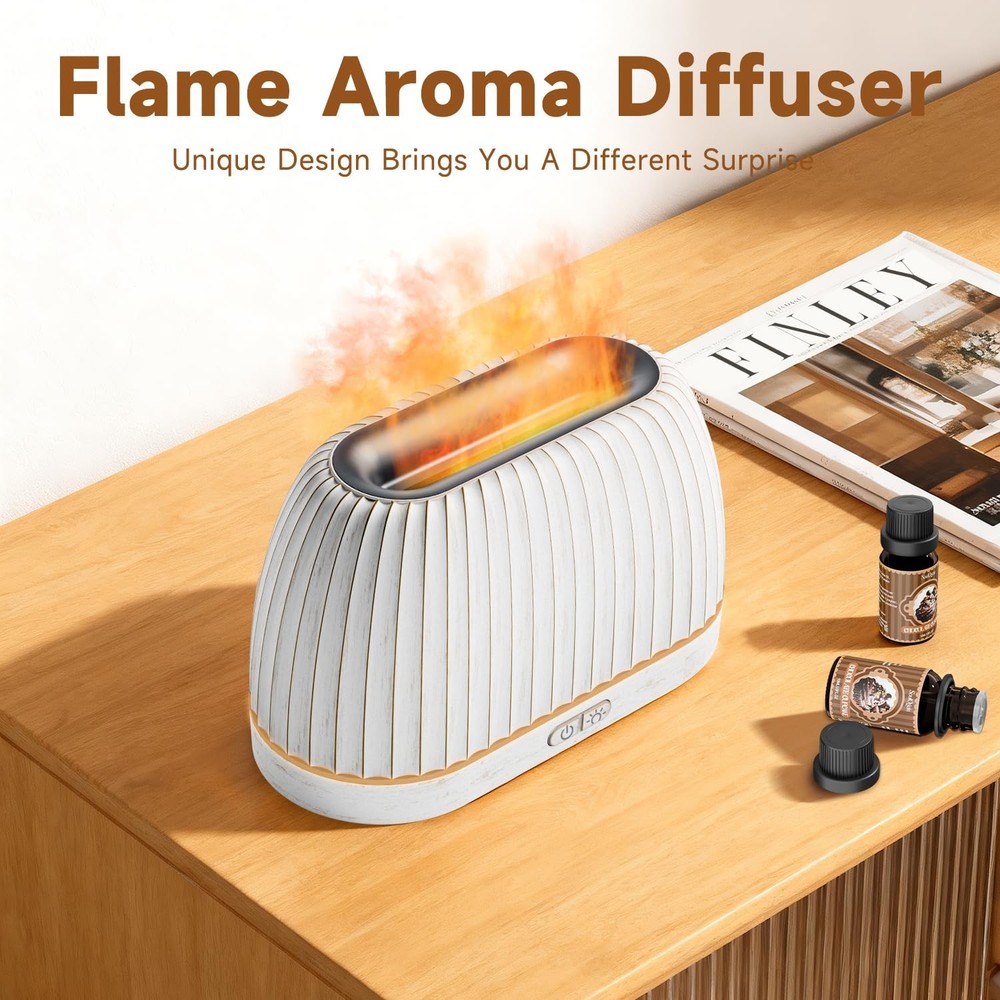 SOULORIGIN Essential Oil Diffuser, Flame Effect Aromatherapy Diffuser White