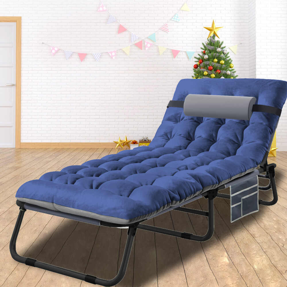 Slsy Adjustable 4-Position Folding Camping Cot Sleeping Cots W/Mat & Headrest
