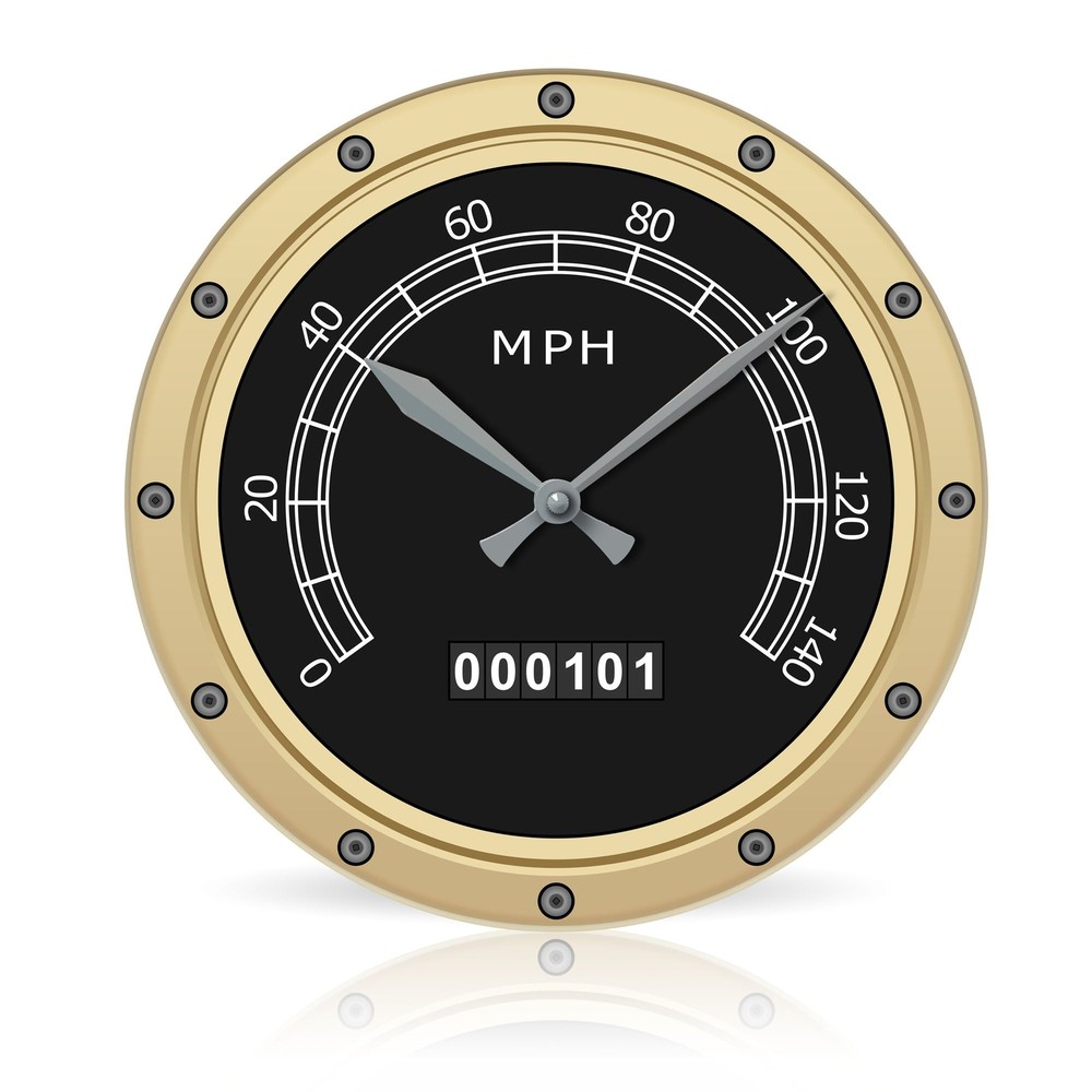 Speedometer br Round Acrylic Wall Clock 10.75"