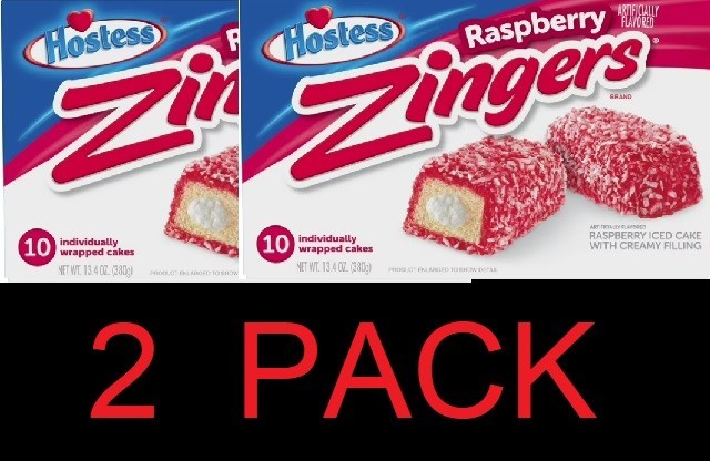 Hostess Raspberry Zingers 10 Individually Wrapped Cakes 13.4 oz - 2 PACK