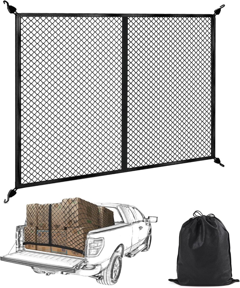 Truck Bed Cargo Net Highly Elastic Stretchable 7ft x 7ft Small Mesh Durable Stor