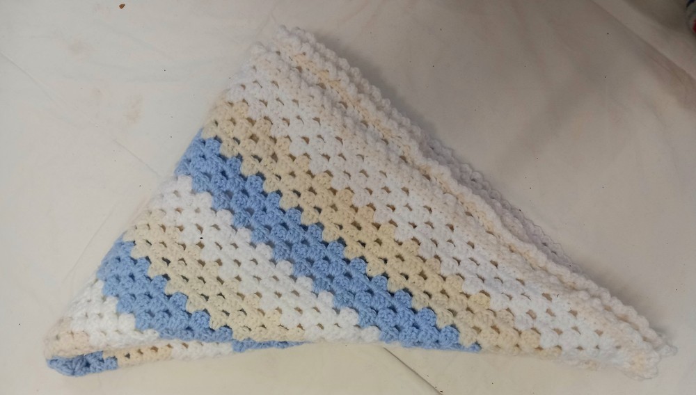 Hand Crocheted Multicoloured Grany Square Throw Blanket. Size M .