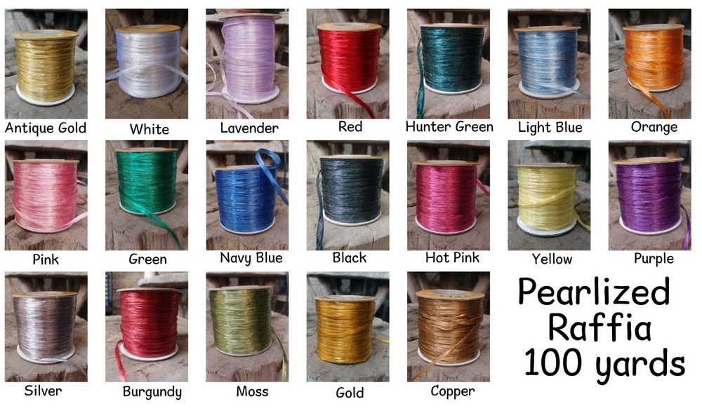 Pearlized Synthetic Raffia Roll 100 yards - Choose Colors