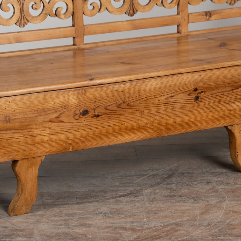19th Century Swedish Pine Bench with Storage