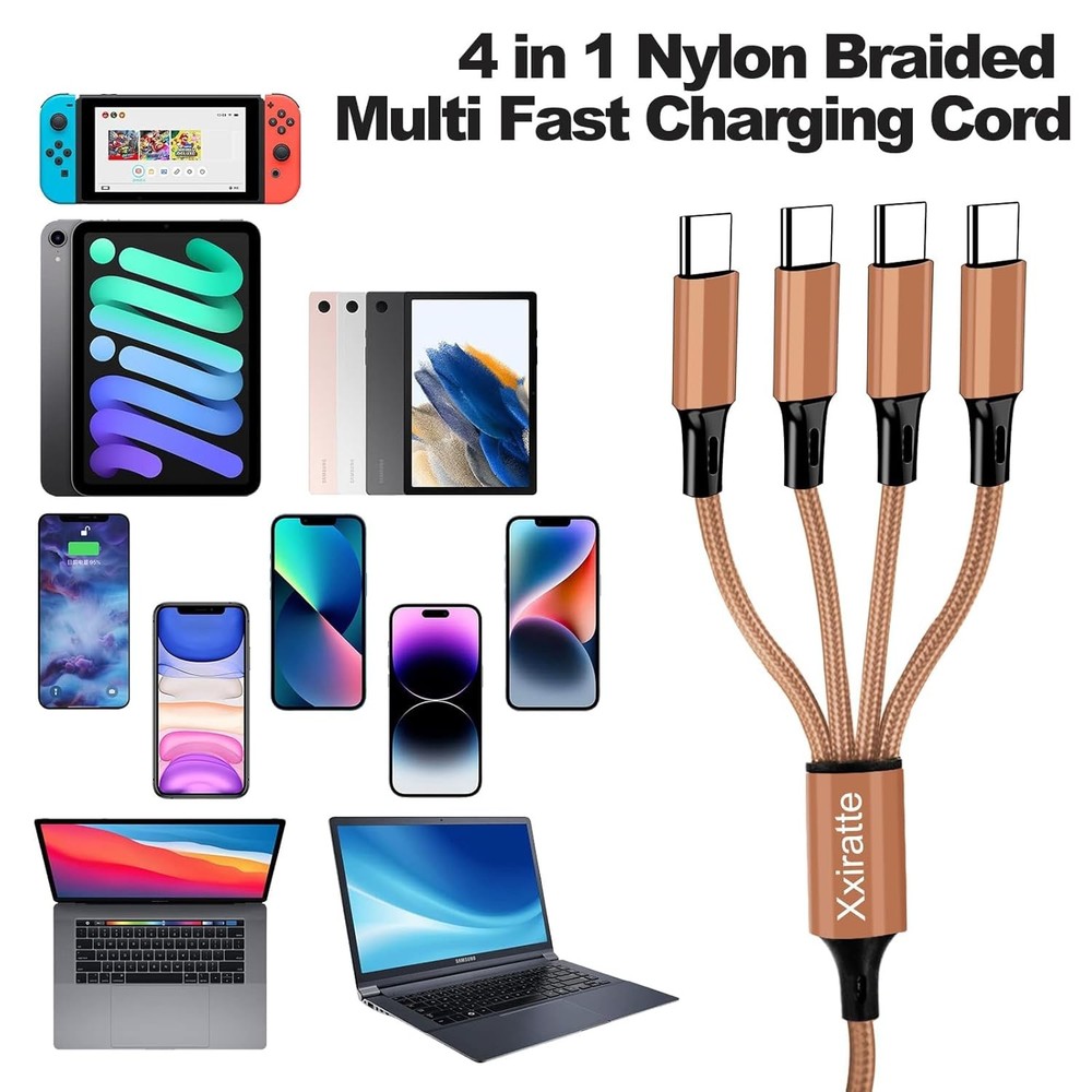 USB C to A Multi Charging Cable：Multiple Charger Cord [2Pack 4Ft]...