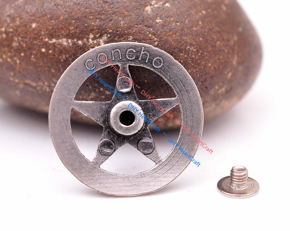1" Nickle Western Texas Star Leathercraft Belt Stud Rivet Button SCREW BACK 10PC