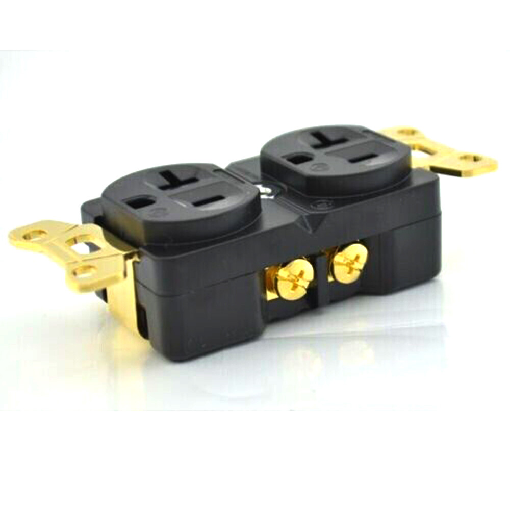 24K Gold Plated US Version 20A AC Duplex Receptacles Wall Outlet Power Socket