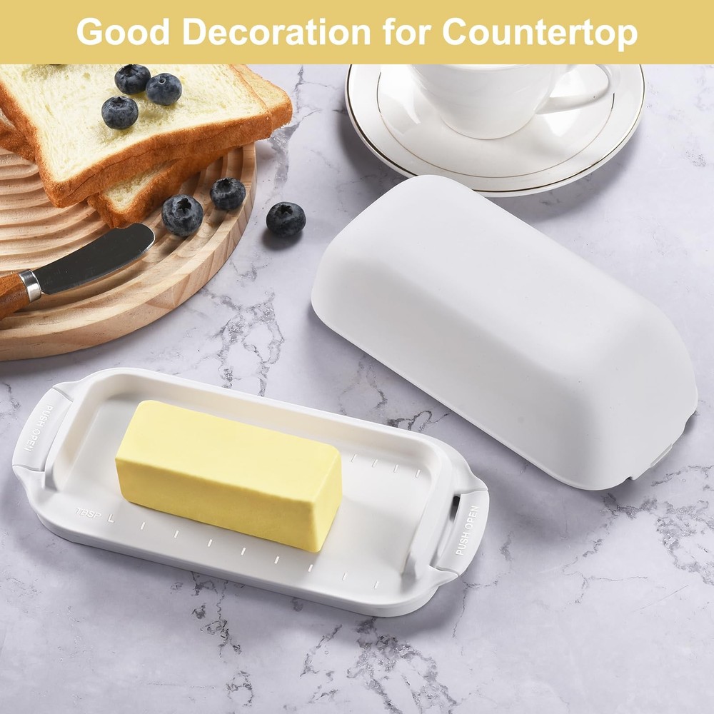 AONCO Butter Dish with Lid, Container Holds for White01, White