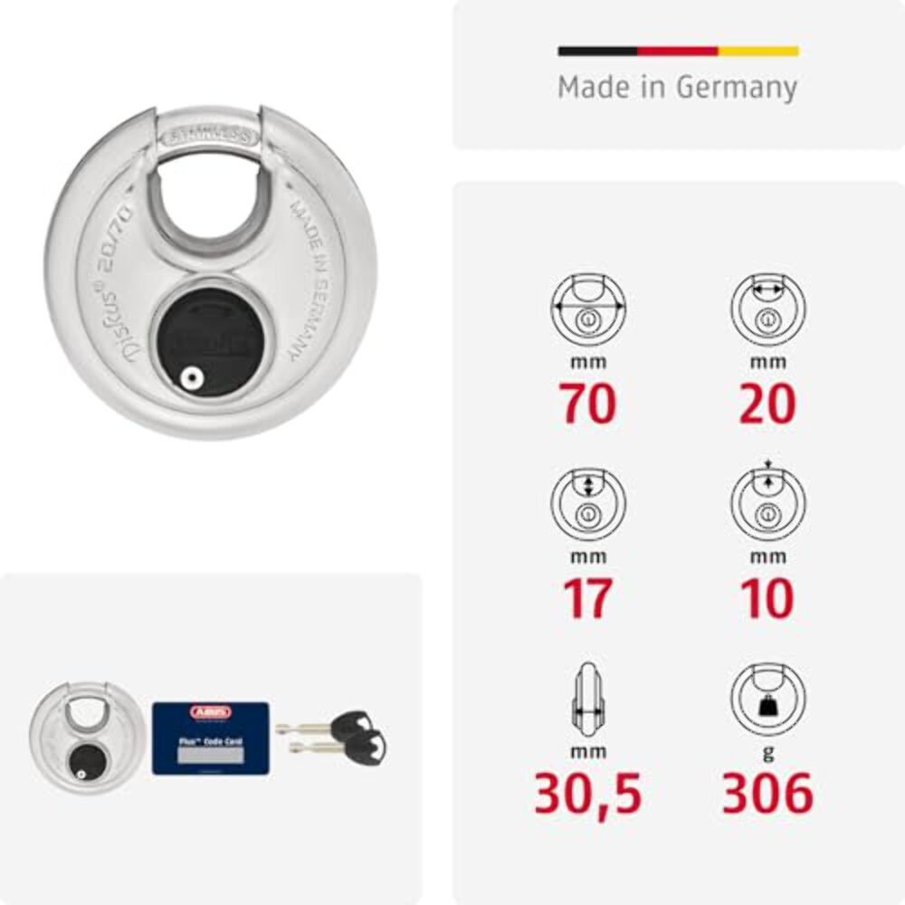 Abus 20/70mm Diskus Plus Padlock