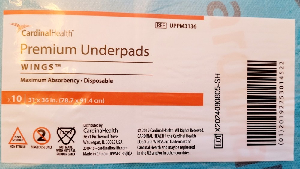 Cardinal Health Protective Underpad Premium Absorbency Extra-Large 10 CT