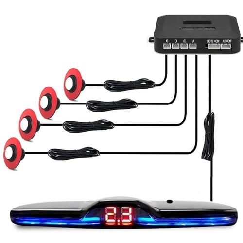Rear Parking Sensor System with 4 Sensors, LED Display & Warning Buzzer - Backup