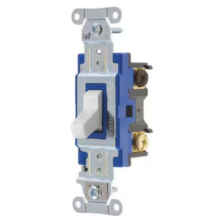 Bryant 4803Bw Wall Switch, 15A, White, 3-Way Type, Toggle