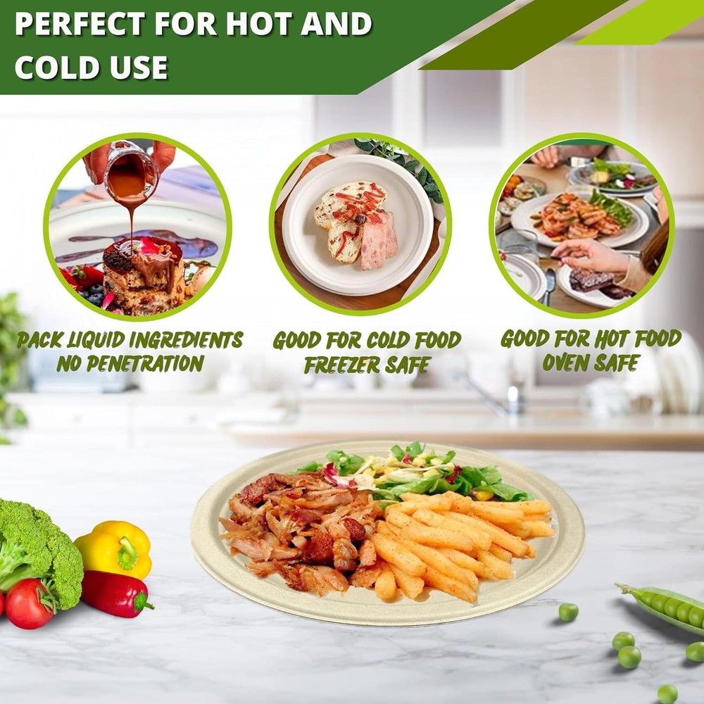 Compostable Paper Plates 10 Inch [150 Count], Biodegradable Durable Type
