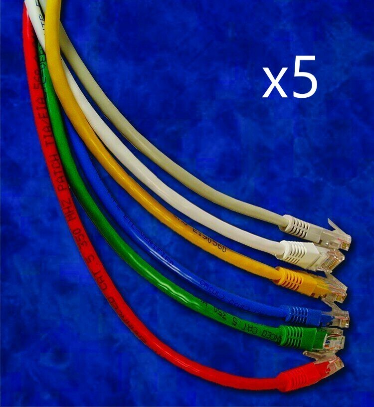 5 Pack - 50ft CAT5e Ethernet Network LAN Router Patch Cable Cord - Pick Colors