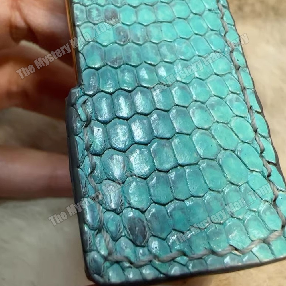 Baby Blue Lizard Leather Lighters Protective Case for for Dunhill Lighter