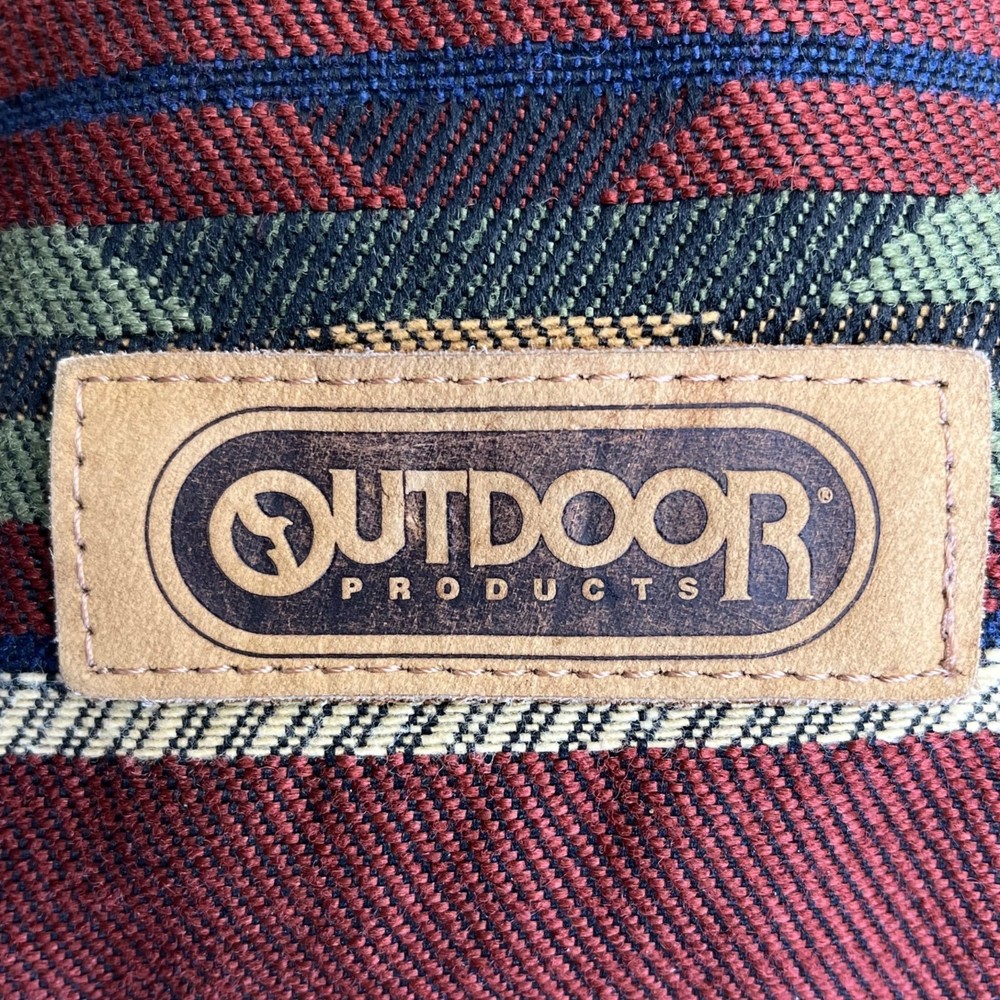 Outdoor Products Black & Red Striped Pattern Canvas & Adjustable Strap Backpack