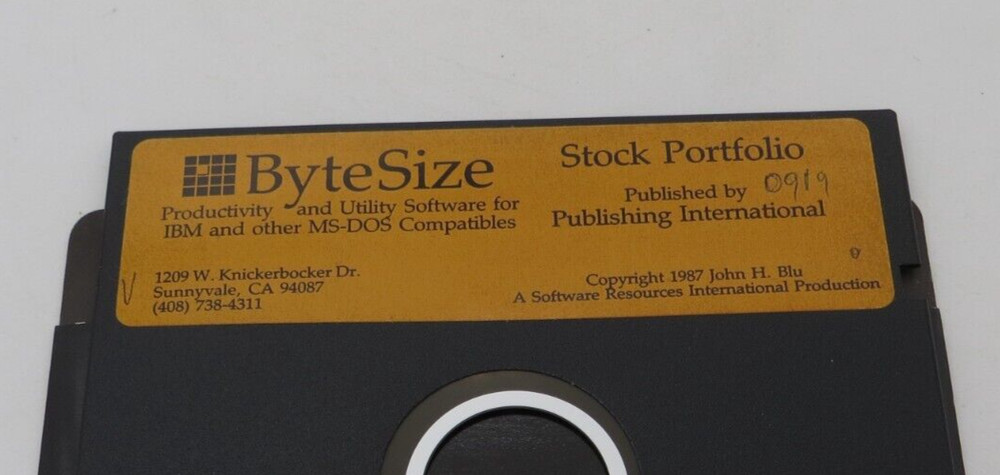 ByteSize Stock Portfolio 1987 5.25" Floppy Disk IBM / MS-DOS Computer Program *
