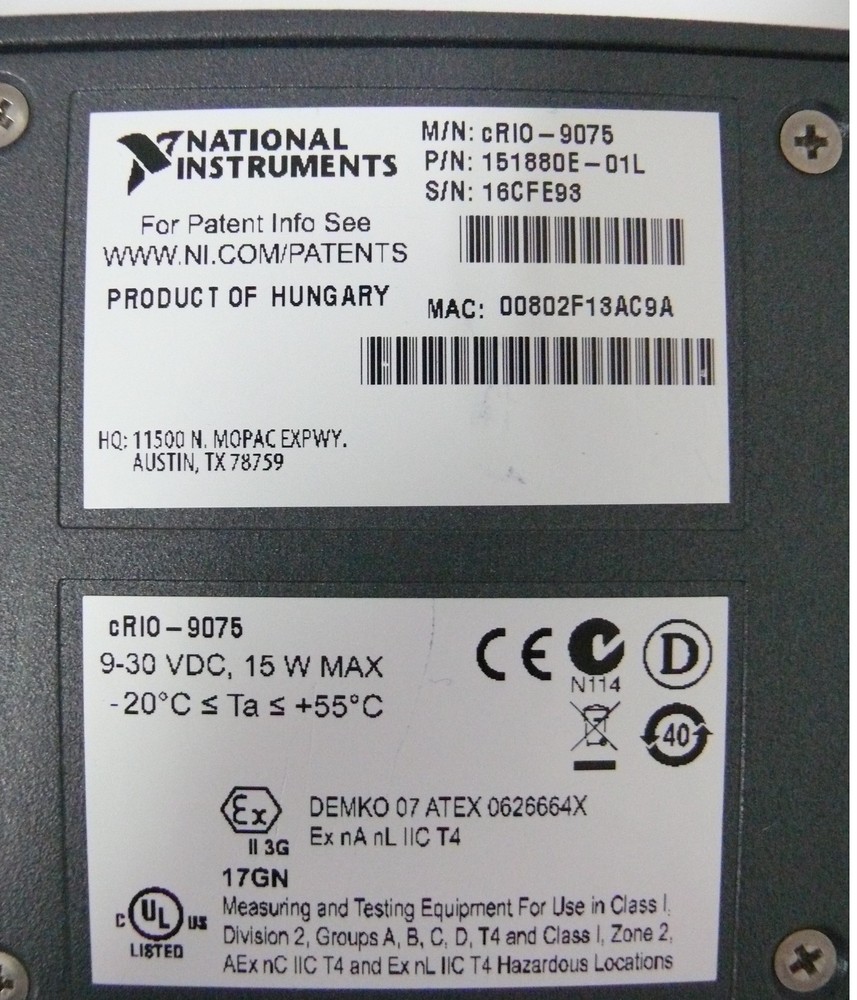 National Instruments NI cRIO-9075 CompactRIO RT Controller 4-Slot FPGA Chassis