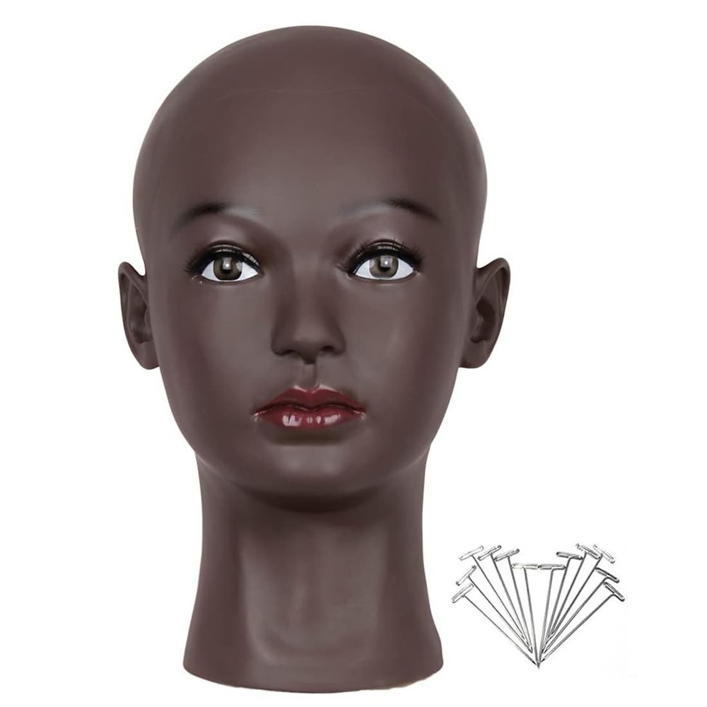 Display Doll Head for Wigs Making - Black 21.5 Inch