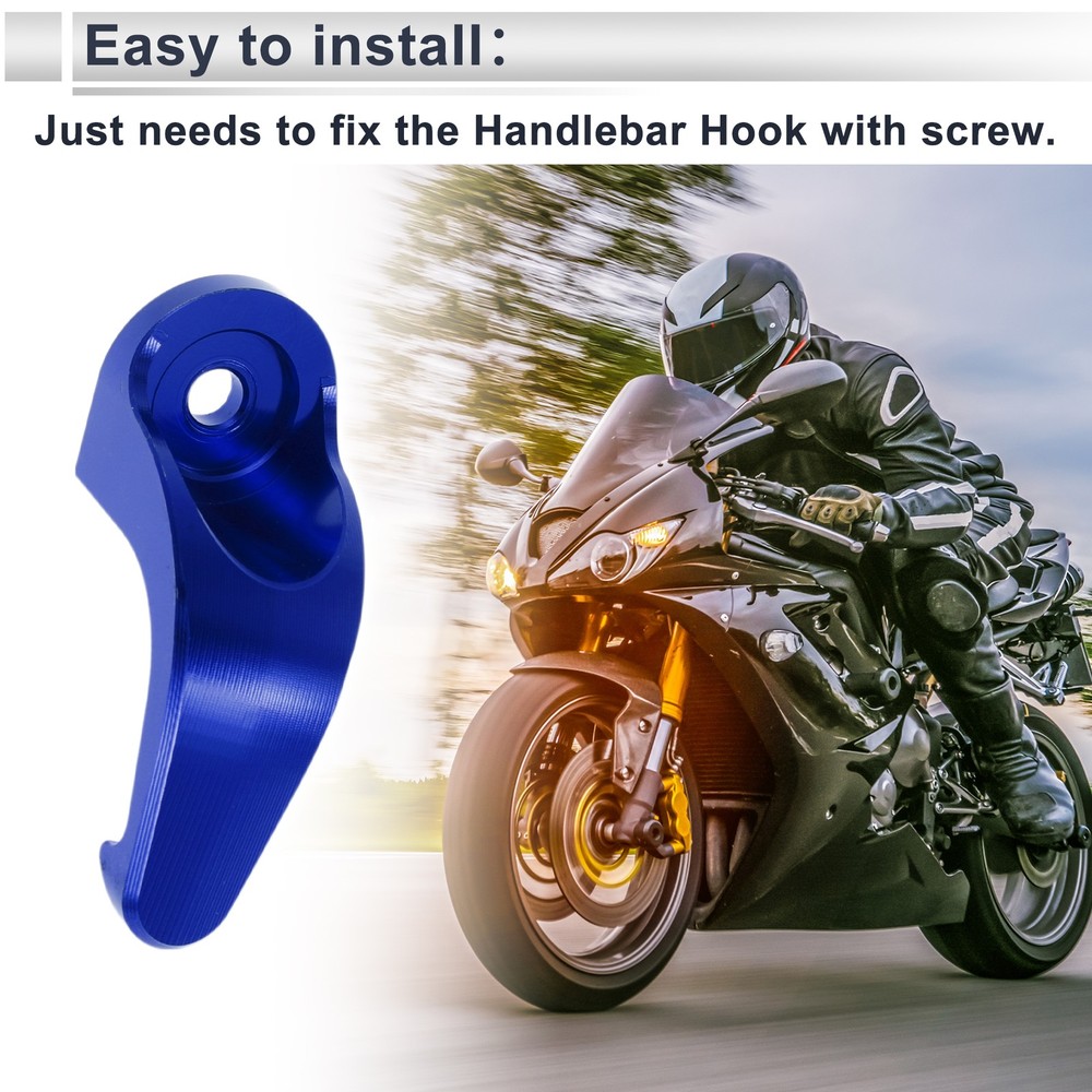 One Piece Aluminum Alloy Motorcycle Drop Hook 1 Set Blue