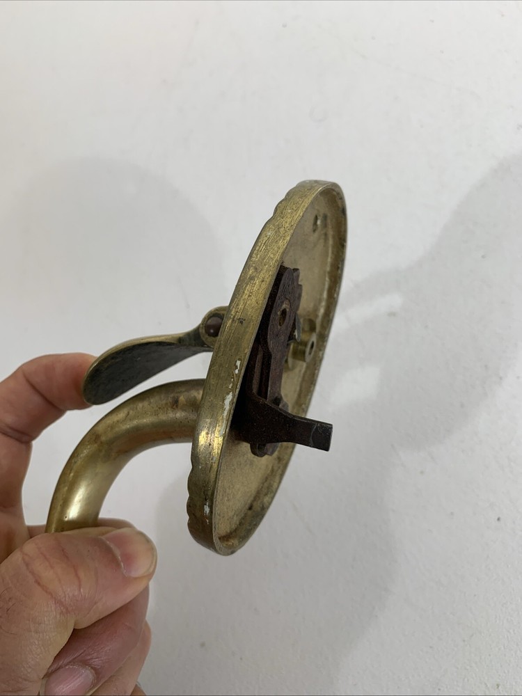 Vintage Large Art Deco Solid Brass Pull Thumb Latch Doorknob Handle 10.5” Long