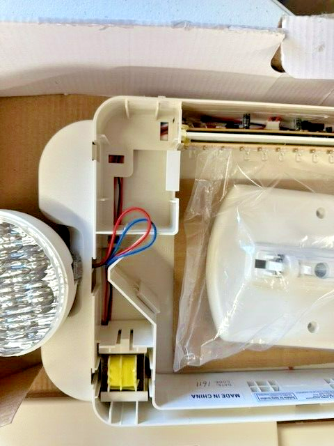 2-Light Plastic LED White Exit Sign with Red Light Up Exit Emergency Combo LED