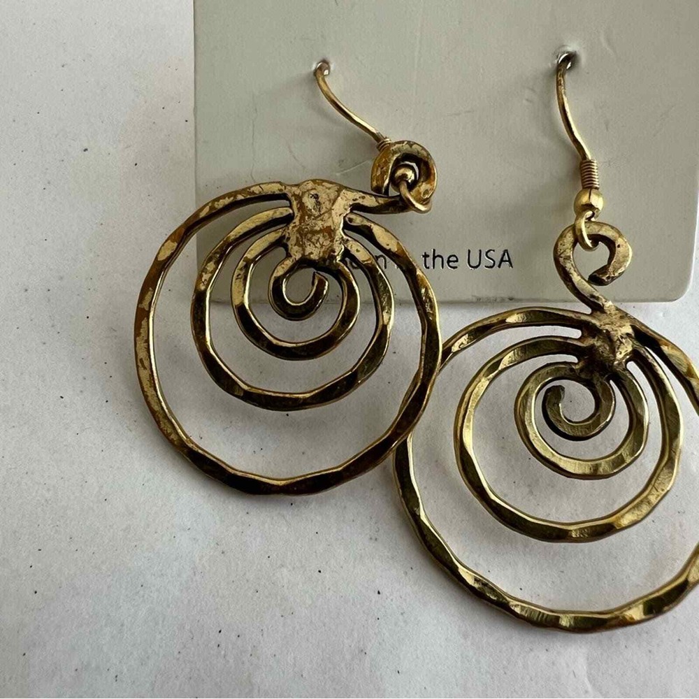 Mia collection Gold colored hammered coil earrings