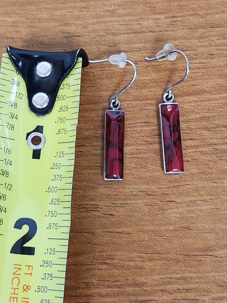 Sterling Silver Red Jasper Earrings Mexico