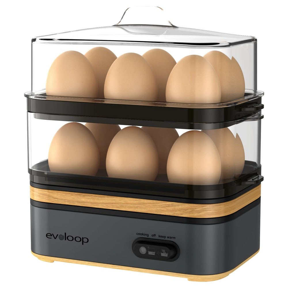 Rapid Egg Cooker Electric 12 Eggs Capacity, Soft, Medium, Hard Boiled, Poache...