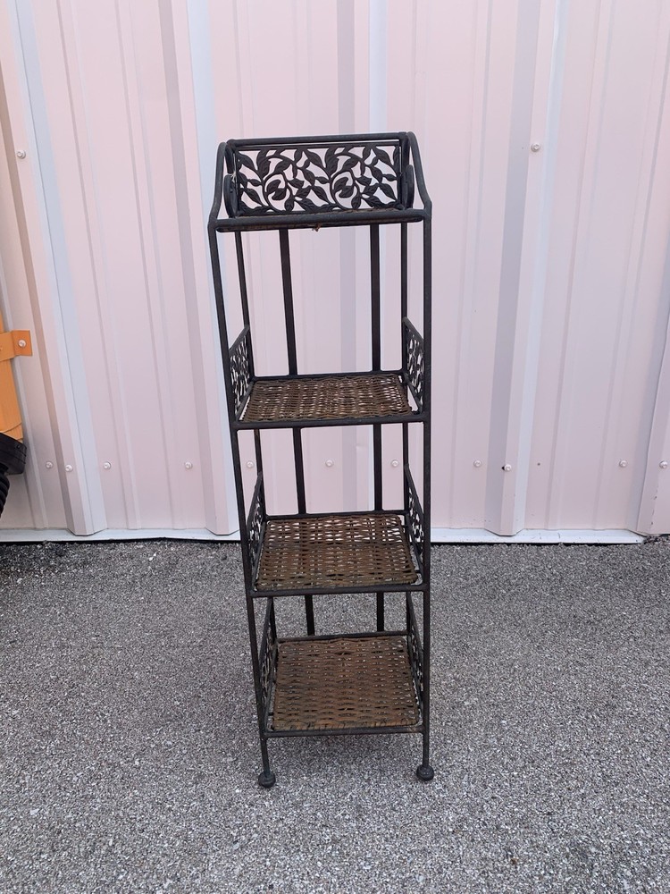 Vintage Wicker And Wrought Iron Plant Table/Display Table