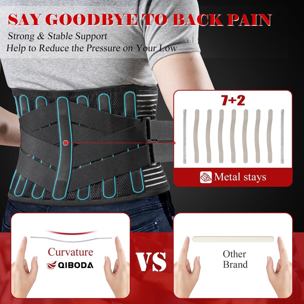 Plus Size Back Brace with 7 Bionic Metal Stays, Strong Support for Lower Back...