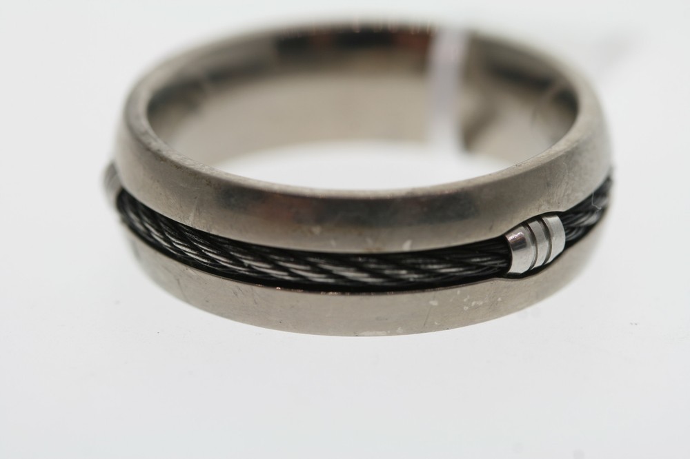 Titanium Black Cable Inlay 7mm Band Ring