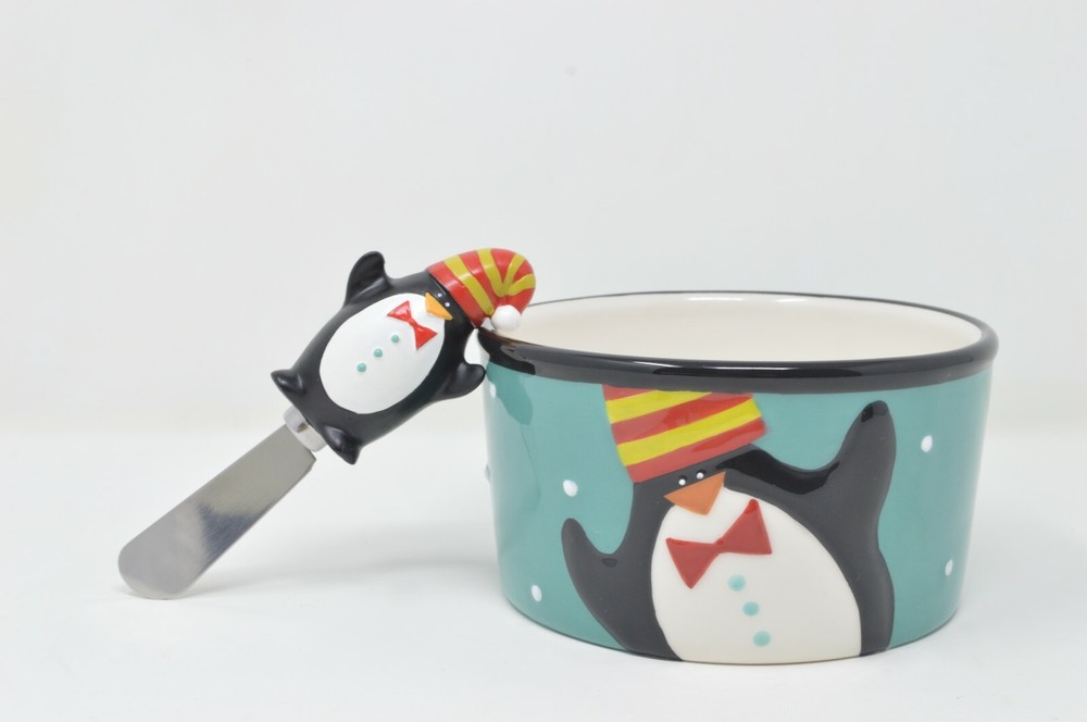 Christmas Cut-Outs Penguin Dip Bowl with Spreader