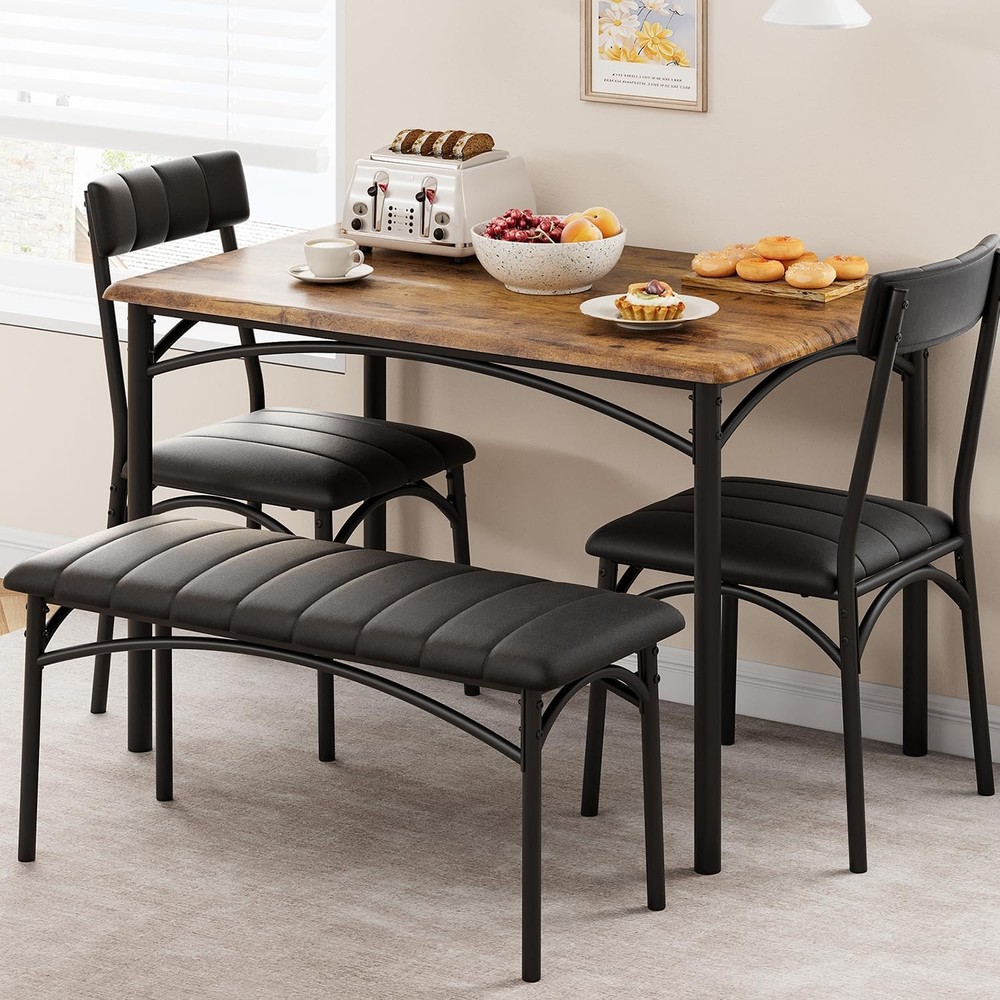 Dining Table Set 4 Kitchen Table W/ Chairs 4 Rectangular Wood Dining Room Table
