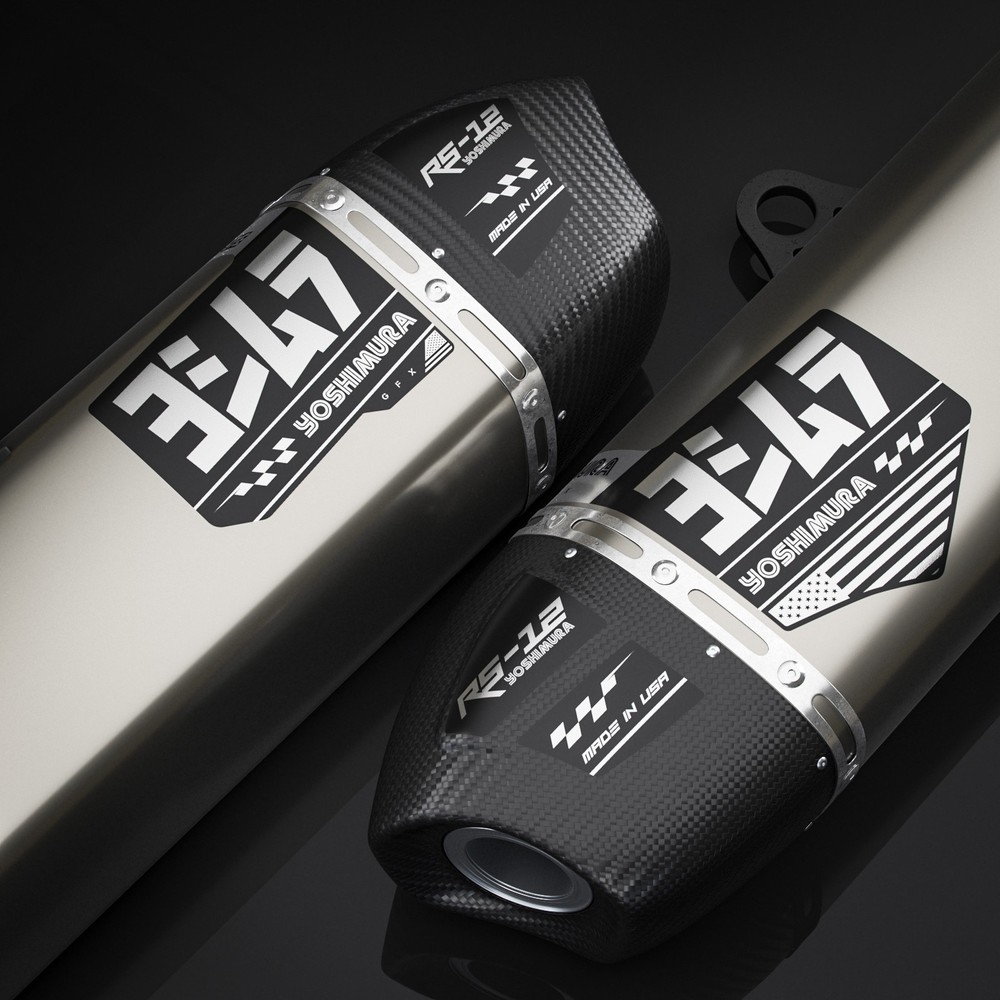 Yoshimura Exhaust RS-12 Decals  (Chrome/Black)  2 PACK