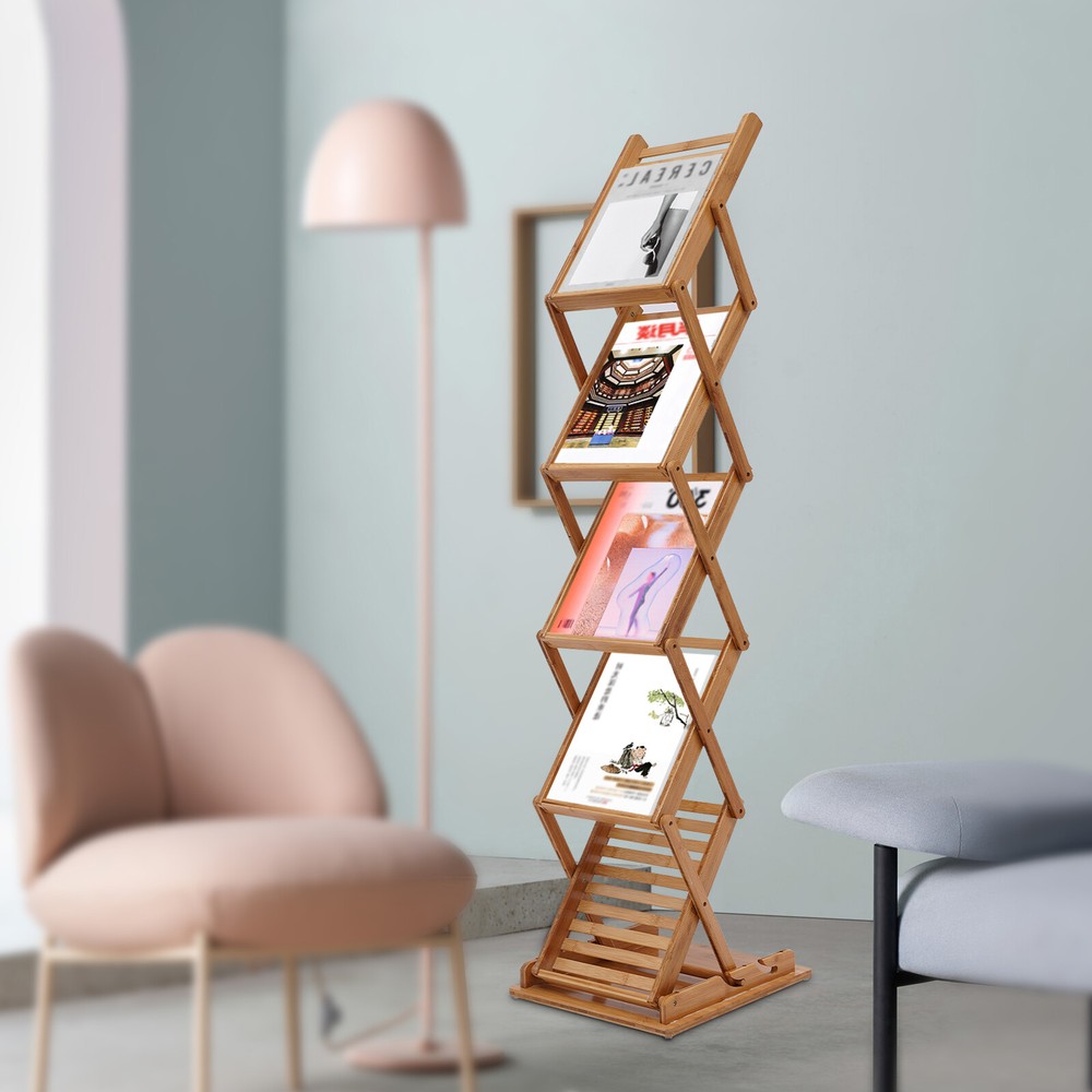 5 Layer Freestanding Magazine Rack Home Office Comic Display Organizer Stand