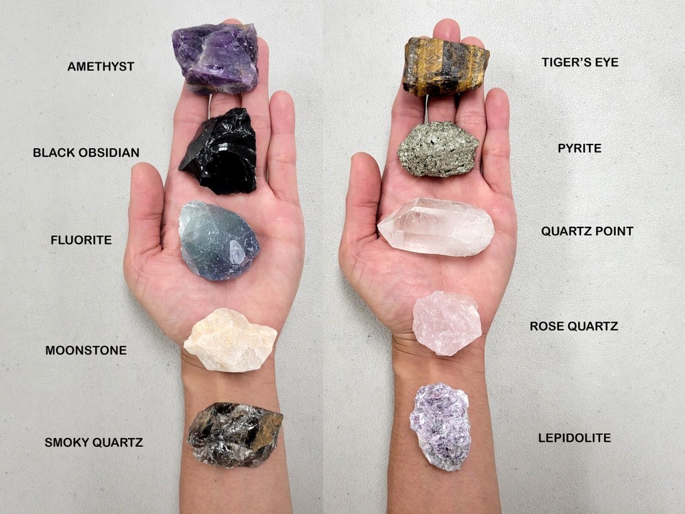 10 Piece Crystal Starter Gift Set Raw Healing Gemstones Pack for Beginners