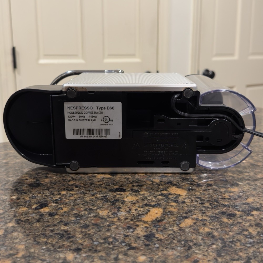 Nespresso Type D60 (Pixie) Coffee Machine Maker Brushed Aluminum/ Black Tested