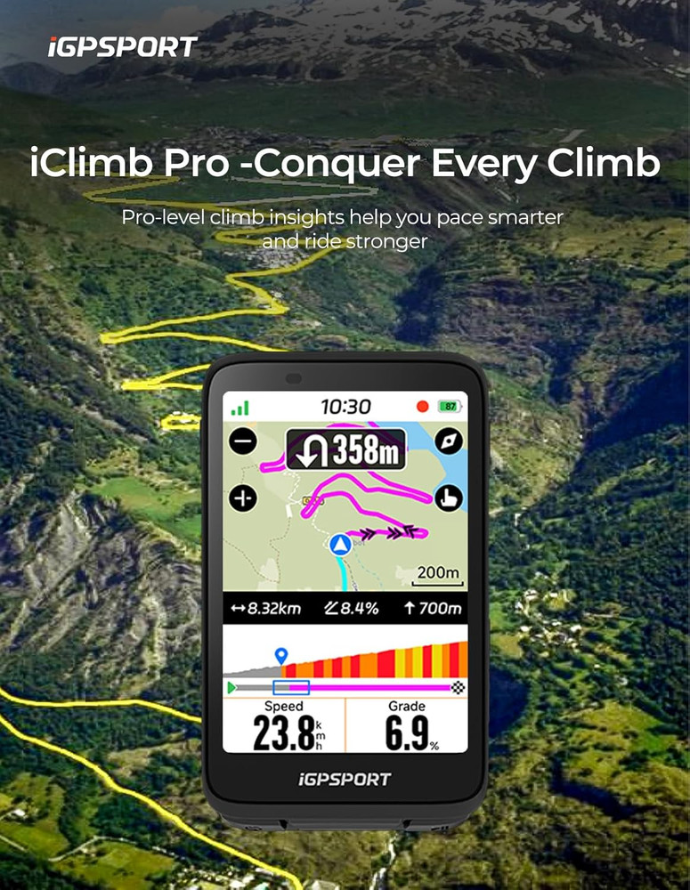 Binavi Wireless GPS Bike Computer with 3.5'' Touch Screen & Music Control