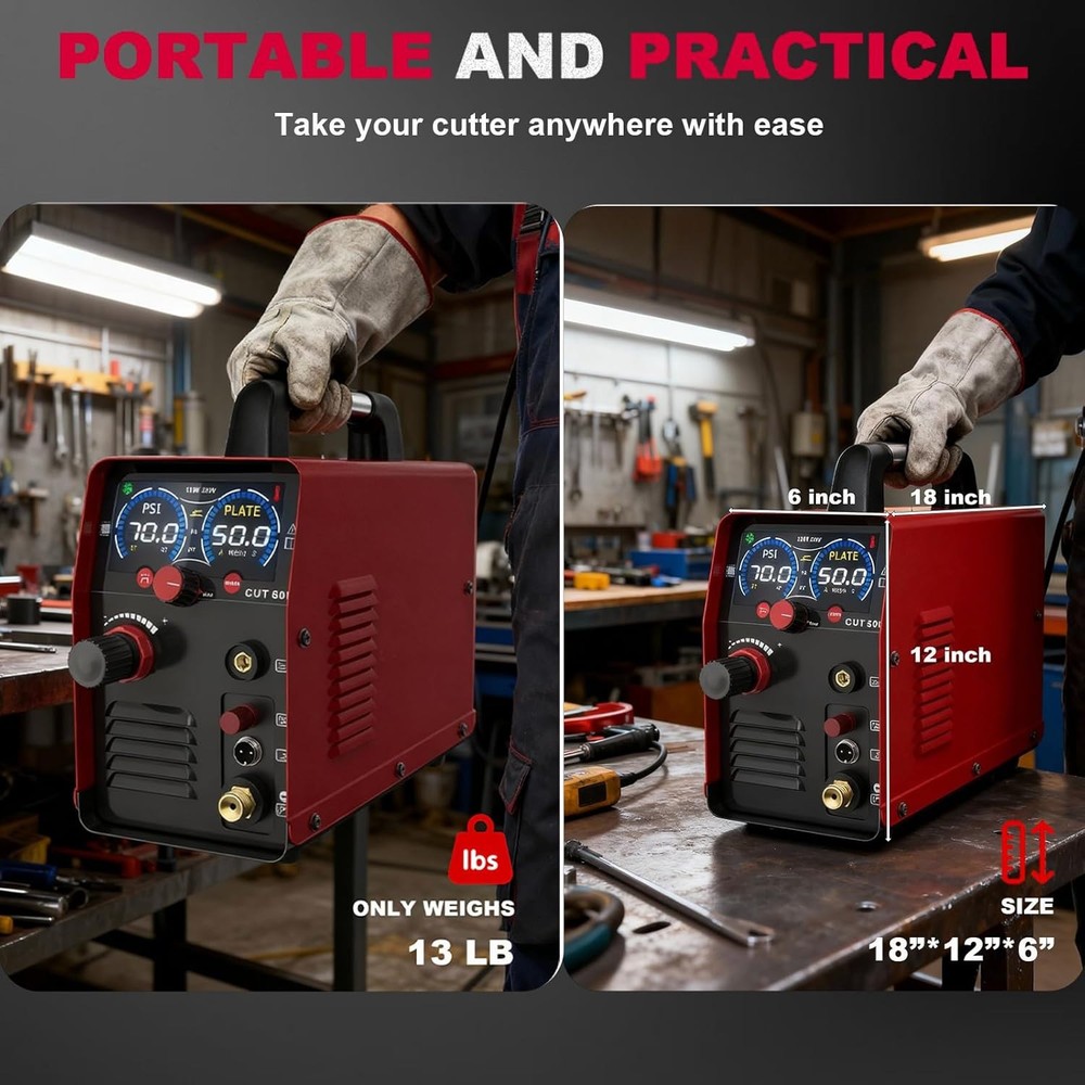 50A Plasma Cutter,2-In-1 Non-High Frequency Pilot Arc Plasma Cutter Machine