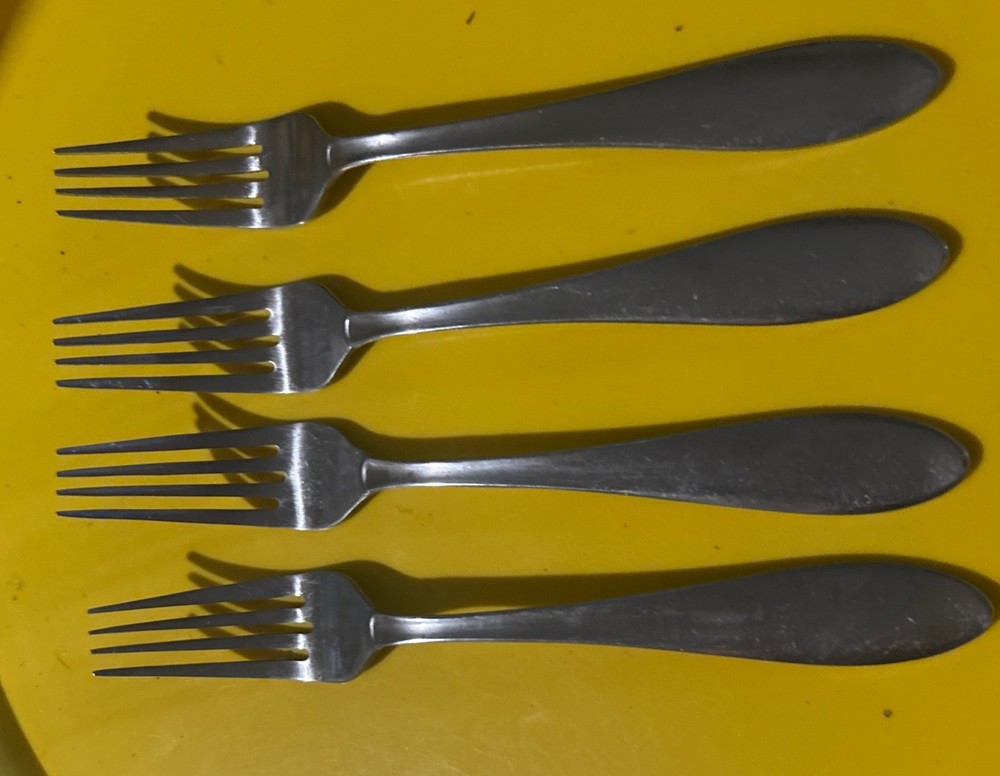 4 Dinner Forks 8 1/8” Cambridge Silversmiths Hailey Stainless Flatware