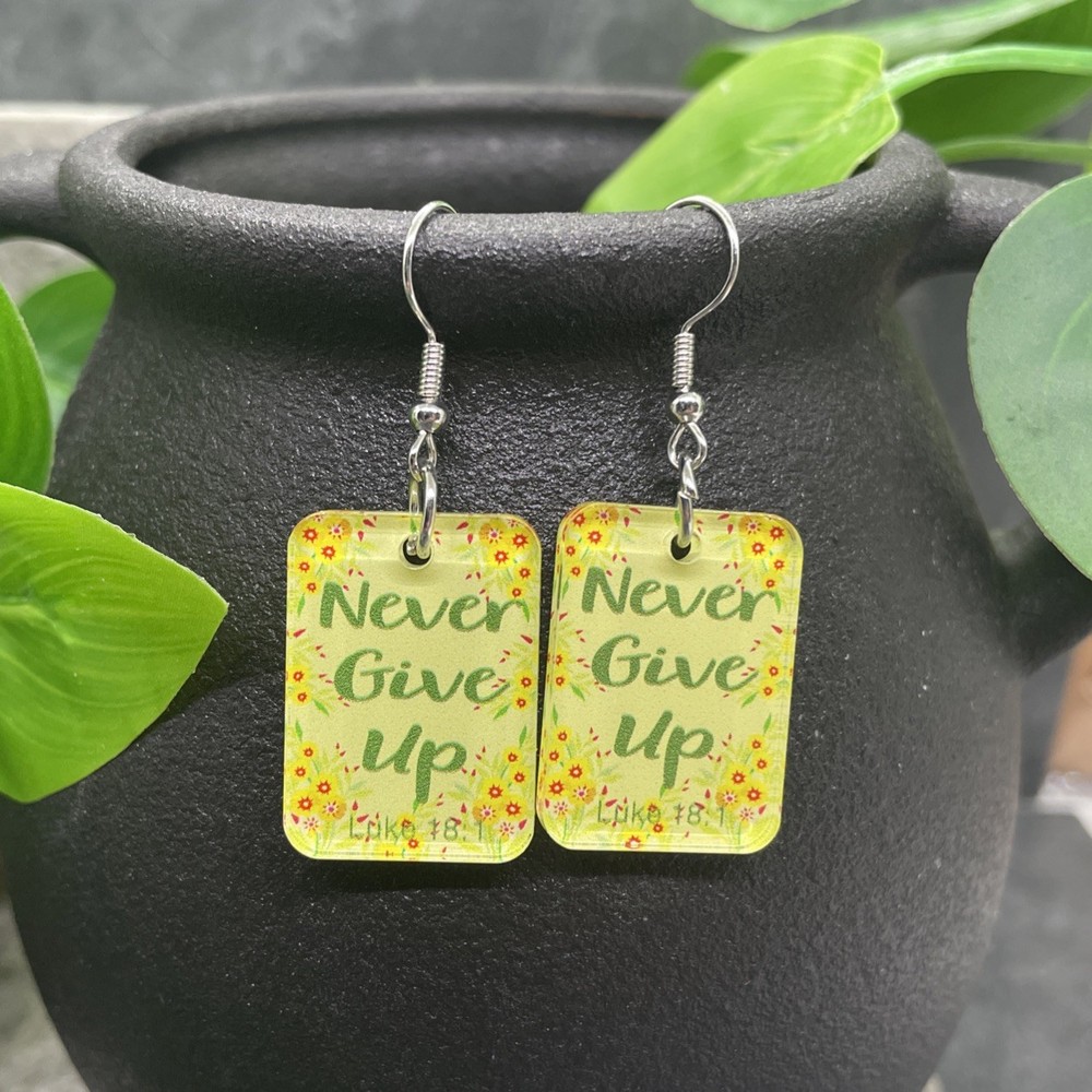1.75” Silver-tone Scripture Floral Dangle Earring Set  New Free Ship B7531-B7535