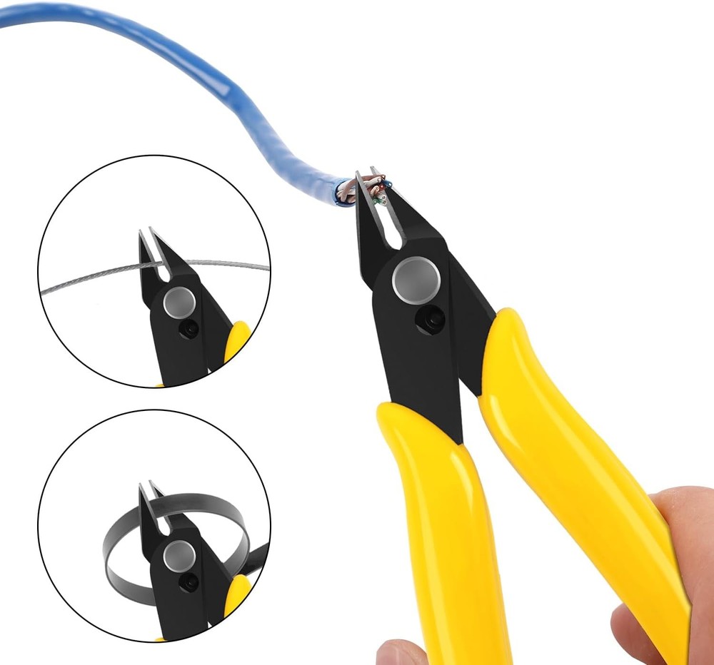 HongWay 5pcs Micro Flush Cutters, Wire Cutter with 5"- 5 Pack, Yellow